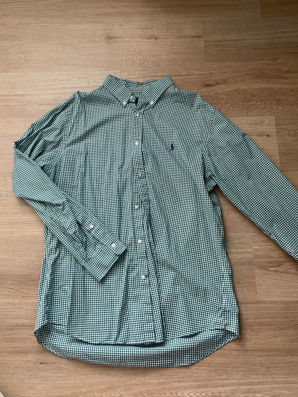Ralph Lauren Green Gingham Button-Down Shirt